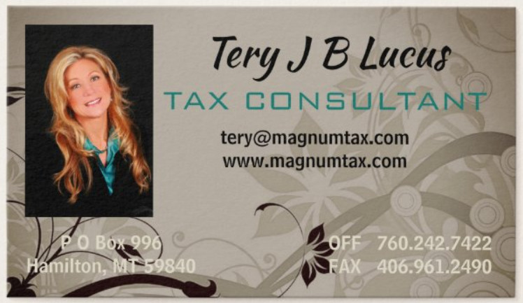 Tery J B Lucus Tax Consultant Business Card photo